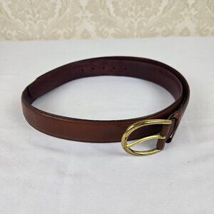 Trafalgar Men's Size 34 Brown Leather Belt Gold Hardware Office Casual Neutral